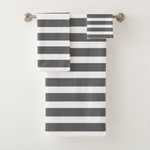 Modern Grey and White Stripes  Bath Towel Set