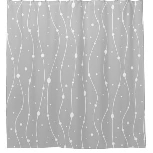 Modern Grey and White Wavy Lines and Dots