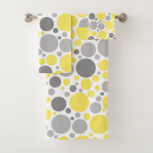 Modern Grey and Yellow Bubbles Bath Towel Set