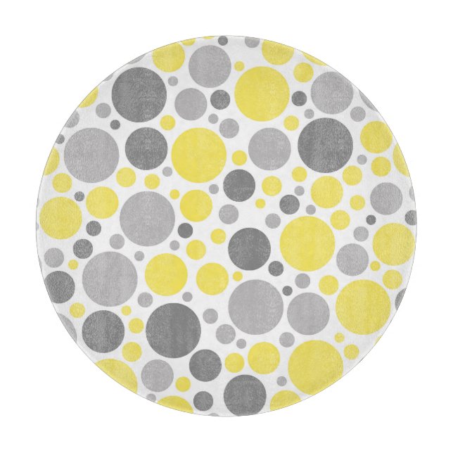 Modern Grey and Yellow Bubbles Cutting Board (Front)