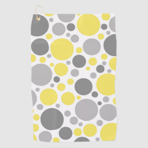 Modern Grey and Yellow Bubbles Golf Towel