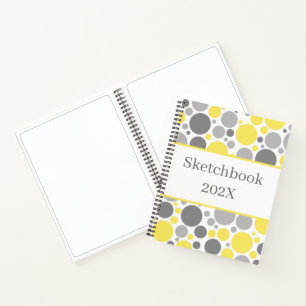 Modern Grey and Yellow Bubbles Sketchbook Notebook