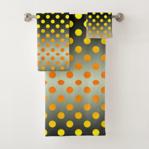 Modern Grey And Yellow Gradient Polka Dot Bath Tow Bath Towel Set