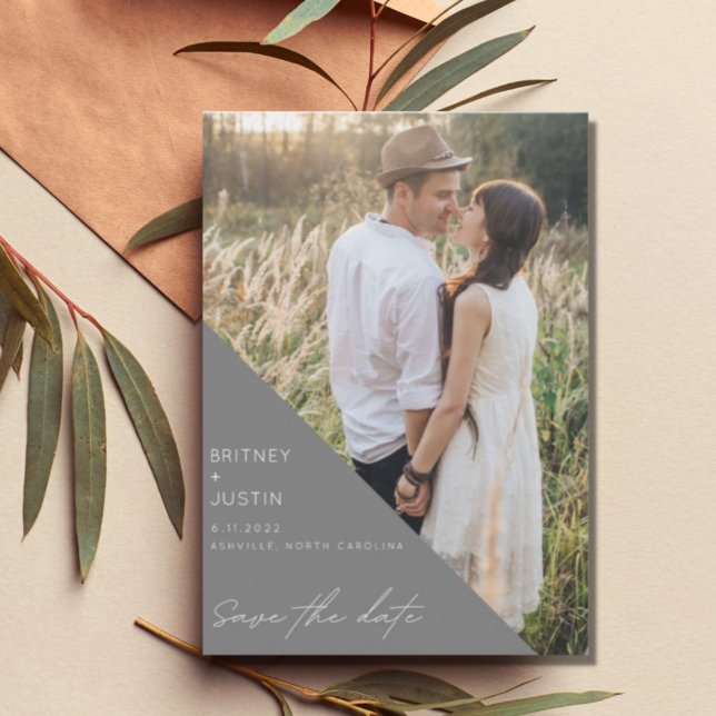 Modern Grey Arch Photo Wedding Save The Date (Creator Uploaded)