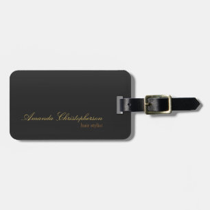 Modern Grey Background Script Gold Colour Luggage Tag
