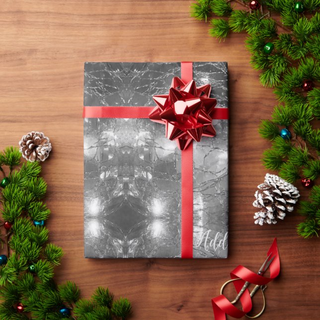 Modern Grey Black and White Geometric Pattern Wrapping Paper (Holiday Gift)