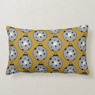 Modern Grey Black Gold Christmas Ornaments Pattern Lumbar Pillow