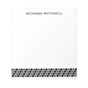 Modern grey black hexagons personalized name notepad