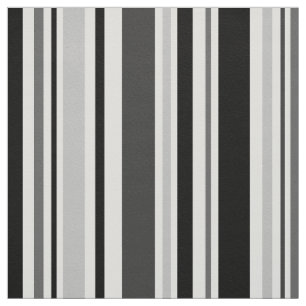 Modern Grey, Black, White Stripes Geometric Fabric