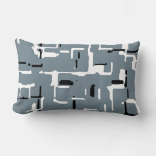 Modern Grey Blue Black White Lumbar Pillow