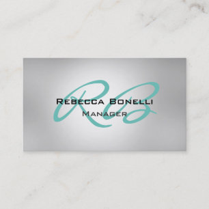 Modern Grey Blue Monogram Manager Business Card