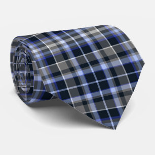 Modern Grey Blue Tartan Plaid Pattern Tie