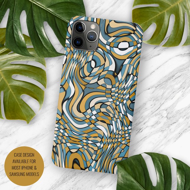 Modern Grey Blue Taupe Brown Black Art Pattern iPhone Case (Creator Uploaded)