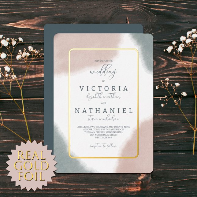 Modern Grey Blue Terracotta Watercolor Wedding Foi (Creator Uploaded)