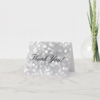 Modern Grey Bokeh Elegant Wedding Thank You Card