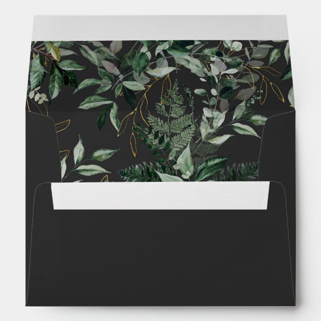 Modern Grey Botanical Greenery Wedding Envelope (Back (Bottom))