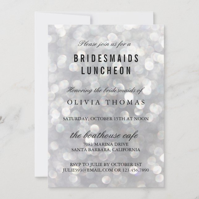 Modern Grey Bridesmaids Luncheon Invitations Card (Front)