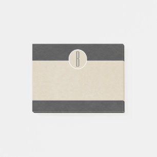 Modern Grey & Brown Kraft Rustic Monogram Initial Post-it Notes