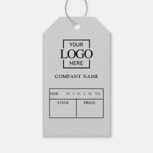 Modern Grey Business Logo Clothing Price Hang Tag