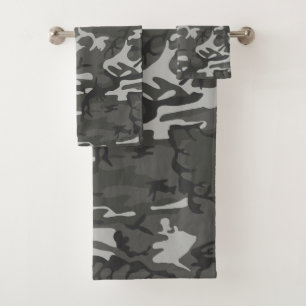 Modern Grey Camouflage  Pattern Bath Towel Set
