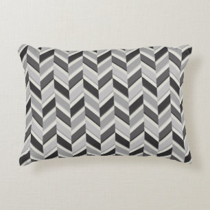 Modern grey chevron geometric pattern monogram accent pillow