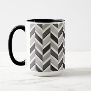 Modern grey chevron geometric pattern monogram mug