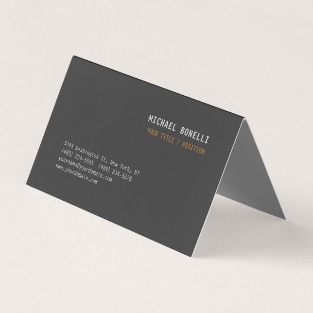 Modern Grey Chic Professional Custom Name Position Business Card (Front)