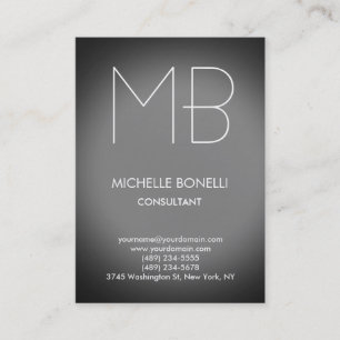 Modern grey chubby monogram business card