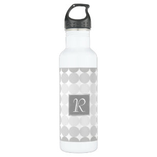 Modern Grey Circles Monogram 710 Ml Water Bottle