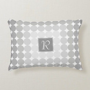 Modern Grey Circles Monogram Accent Pillow