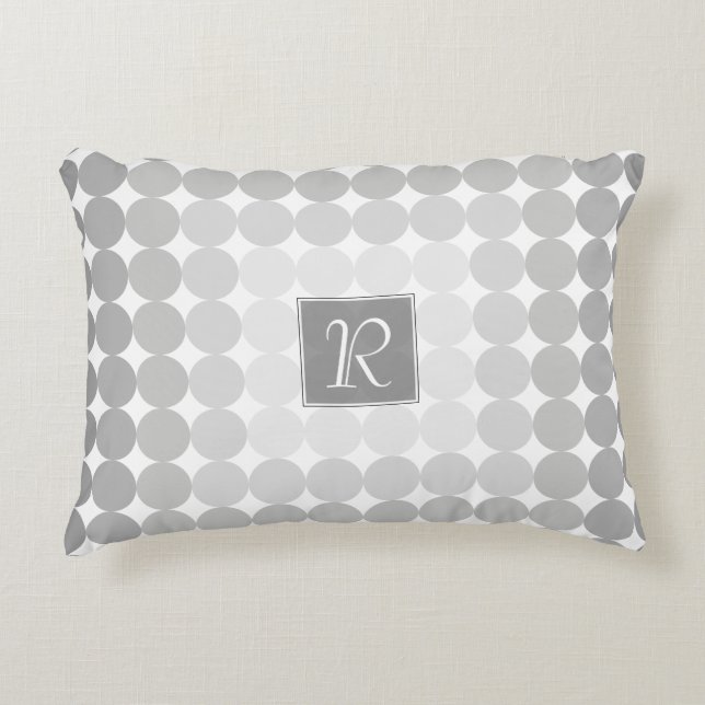 Modern Grey Circles Monogram Accent Pillow (Front)