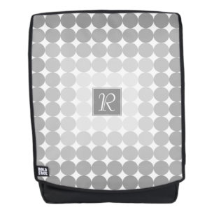 Modern Grey Circles Monogram Backpack