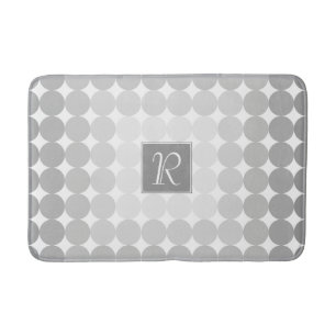 Modern Grey Circles Monogram Bath Mat