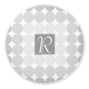 Modern Grey Circles Monogram Ceramic Knob