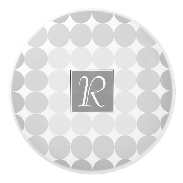 Modern Grey Circles Monogram Ceramic Knob (Front)