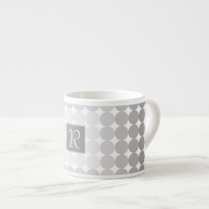 Modern Grey Circles Monogram Espresso Cup