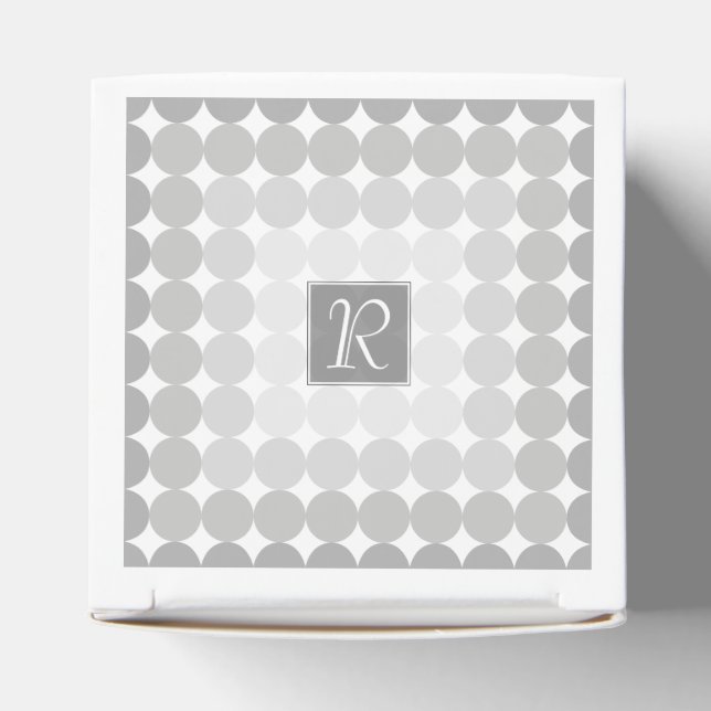 Modern Grey Circles Monogram Favor Box (Top)