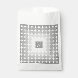 Modern Grey Circles Monogram Favour Bag