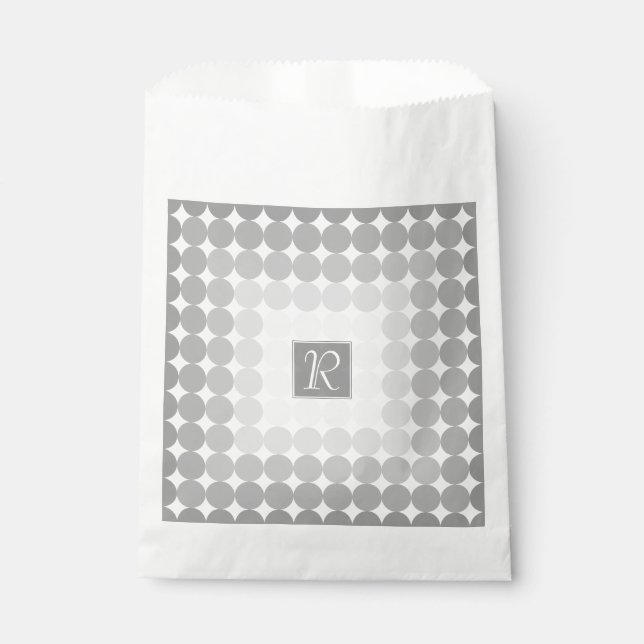 Modern Grey Circles Monogram Favour Bag (Front)