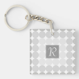 Modern Grey Circles Monogram Keychain