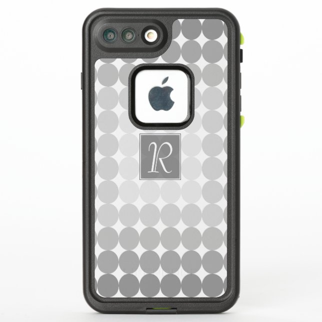 Modern Grey Circles Monogram LifeProof iPhone Case (Back)
