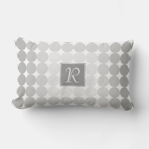 Modern Grey Circles Monogram Lumbar Pillow