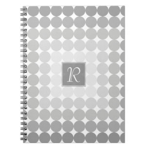 Modern Grey Circles Monogram Notebook