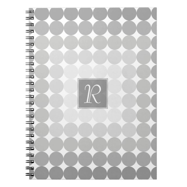 Modern Grey Circles Monogram Notebook (Front)