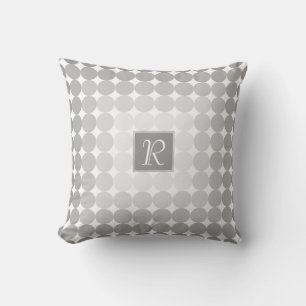 Modern Grey Circles Monogram Throw Pillow