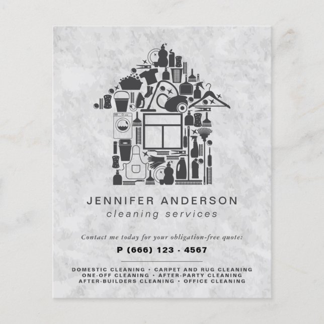 Modern Grey Cleaning Services Flyer (Front)