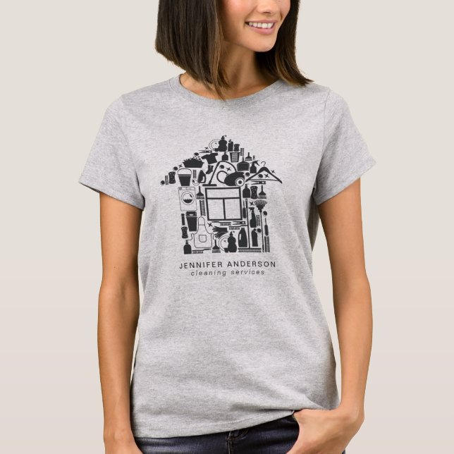 Modern Grey Cleaning Services T-Shirt (Front)