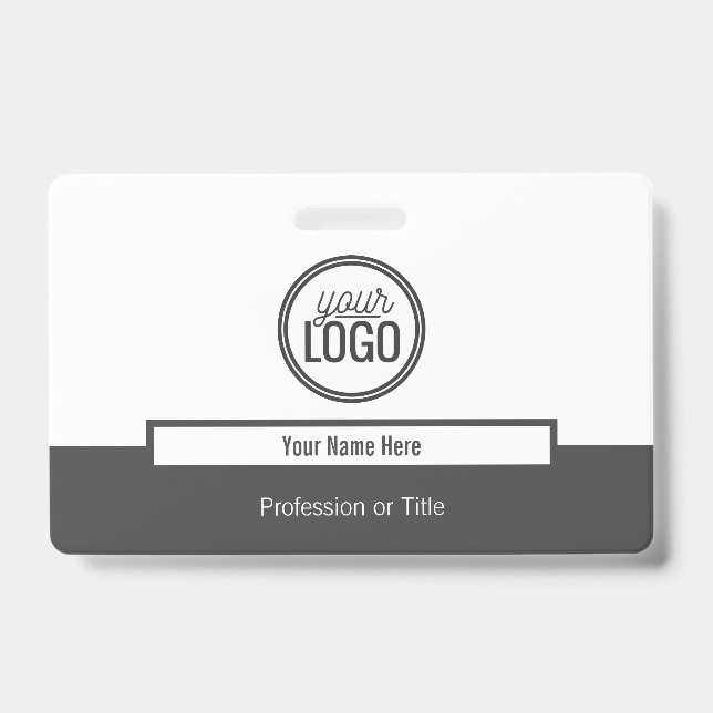 Modern Grey Colour Block Professional Name Tag Badge (Front)