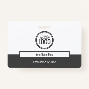 Modern Grey Colour Block Professional Name Tag Badge