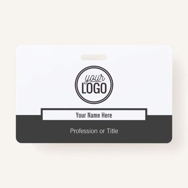 Modern Grey Colour Block Professional Name Tag Badge (Front)